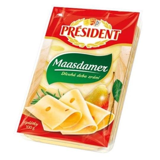 Sýr maasdamer plátky 100 g PRÉSIDENT - Delikatesy, dárky Ostatní
